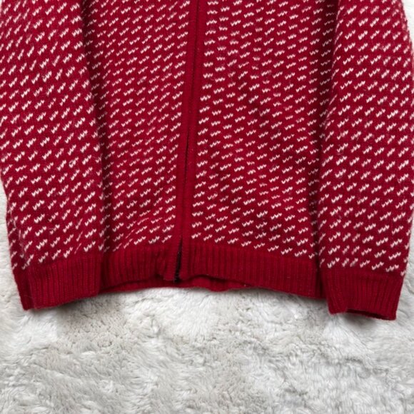 LL Bean Made in Norway Birdseye Nordic 100% Wool Full Zip Sweater Women's Large - Picture 3 of 9